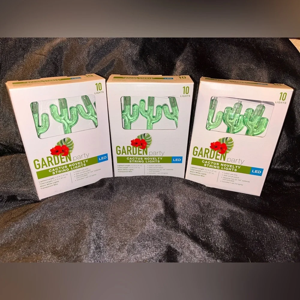 LED Cactus Novelty String Lights - 3 sets